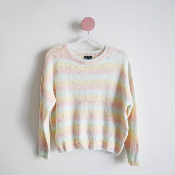 Lumiere Sweaters - Lumiere Pastel Stripe Light Knit Sweater